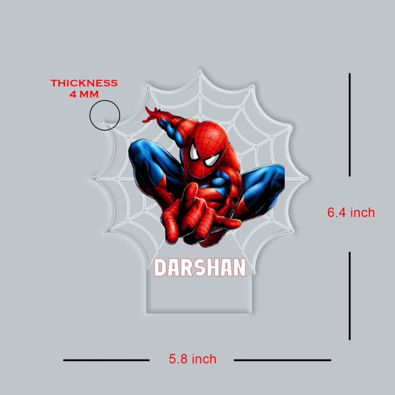 Personalized Spiderman 3D Illusion LED Night Light Custom with Name Acrylic Desk Lamp for Kids, 7 Color Changing Superhero Room Decor, Birthday Gift for Boys & Marvel Fans